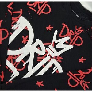 OG Hustle Long Sleeve‎ Black Red Drip All Over Print T-Shirt Men's Size Medium